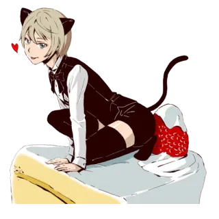 ❤ Anime, Katzenohren, Dessert, Kuchen, Katze, Neko, Süß telegram sticker
