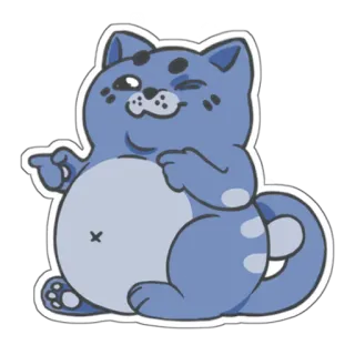😉 gato, dibujo animado, pegatina, gato azul, animal, lindo whatsapp sticker