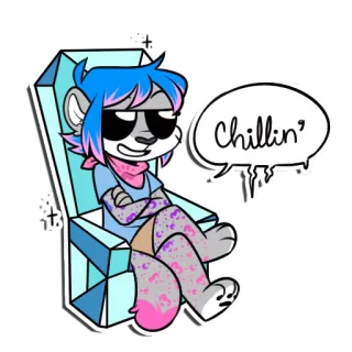 ❄ Chillin' chillen, furry, cartoon, relaxed, cool, zonnebril whatsapp sticker