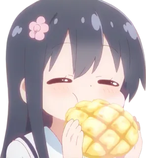 🍪 Anime, Gadis, Makan, Roti melon, Imut telegram sticker