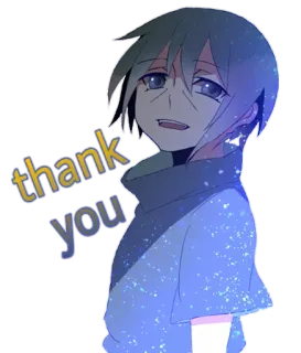 😍 thank you 动漫, 感谢, 谢谢, 蓝色, 人物 telegram sticker