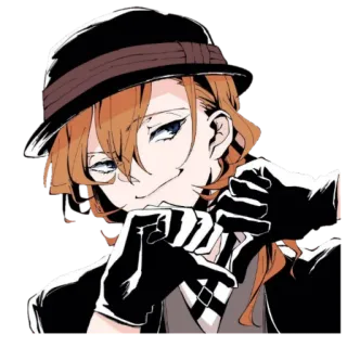 ❤️ Chuuya Nakahara Bungou Stray Dogs Anime, Personnage, BSD, Chapeau, Gants, Mafia telegram sticker