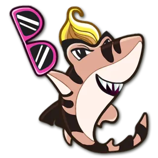 👋 鲨鱼, 卡通, 眼镜, 酷, 搞笑 telegram sticker