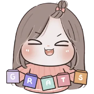 🩰 GRATS parabéns, fofo, desenho animado, celebração telegram sticker