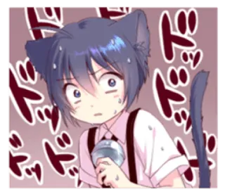 😱 ドッ Anime, Telinga kucing, Keringat, Manga telegram sticker