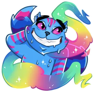 😅 gato, arco-íris, desenho animado, adesivo telegram sticker