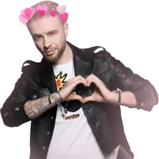 😘 uomo, cuori, amore, ritratto, persona, giubbotto di pelle telegram sticker
