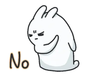 ❌ No non, en colère, désapprobation, lapin, dessin animé telegram sticker