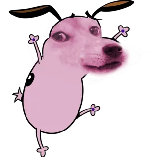 🐶 Courage the Cowardly Dog chien, dessin animé, effrayé, rose telegram sticker