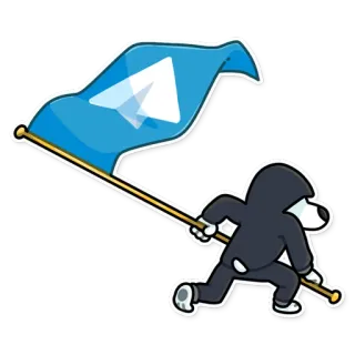 🏁 เทเลแกรม, สุนัข, ธง, วิ่ง, มาสคอต telegram sticker