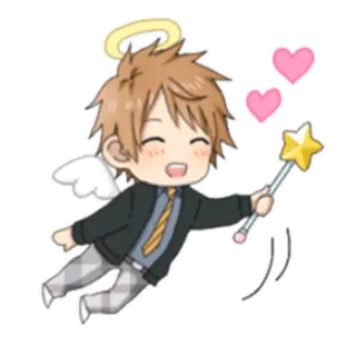 ❤ Engel, Chibi, Süß, Kawaii, Herzen, Zauberstab whatsapp sticker