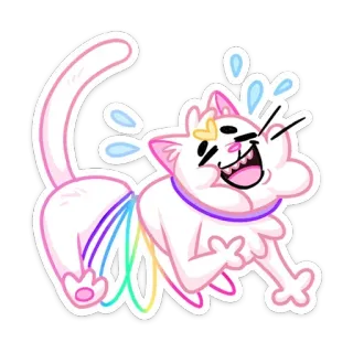 😂 кот, радуга, милый, наклейка, цветной, животное telegram sticker