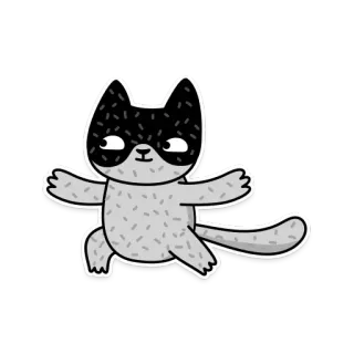 🏋️ 고양이, 마스크, 만화, 동물, 스티커, 귀여운, 회색 telegram sticker