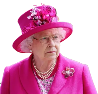 😠 Queen Elizabeth королева елизавета, портрет, королевская семья, розовая шляпа, елизавета ii, портрет telegram sticker