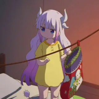 🍮 Kanna Kamui Miss Kobayashi's Dragon Maid Anime, Dragon, Fille, Mignon, Kanna, Noël, Bas, Fête telegram sticker