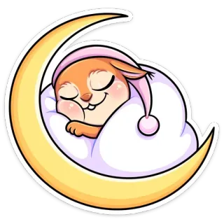 😴 schlafen, mond, hase, süß, aufkleber, tier telegram sticker