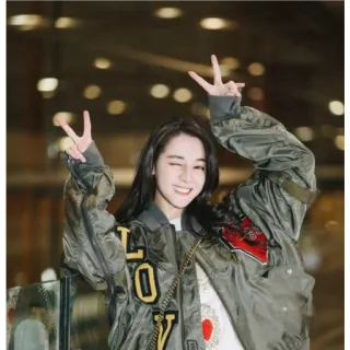 😜 LOV fashion, style, jacket, peace sign telegram sticker