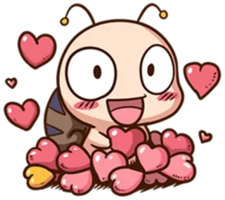 ❤ Kartun, Cinta, Hati, Lucu, Serangga, Kawaii, Kasih sayang whatsapp sticker