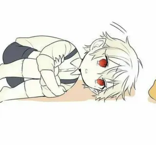 🤍 anime, chibi, character, lying down, cute whatsapp sticker