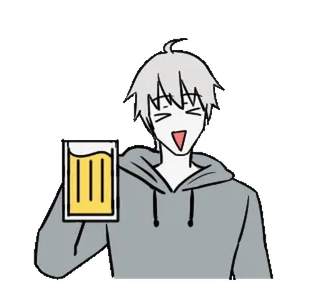 🍺 Dessin animé, Anime, Boire, Bière, Joyeux, Fête, Célébration whatsapp sticker