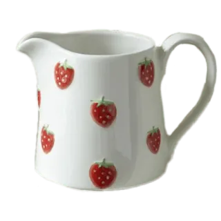 🍓 fresa, jarra, cerámica, utensilios de cocina, fruta, rojo, blanco telegram sticker