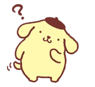 🙂 Pompompurin dog, cartoon, cute, question mark, kawaii, Sanrio telegram sticker