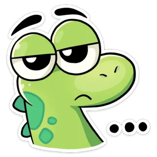 😒 ... dinosaur, sad, confused, thinking, cartoon whatsapp sticker