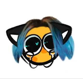 🫐 orecchie da gatto, emoji, piangere, cartone animato, adesivo telegram sticker