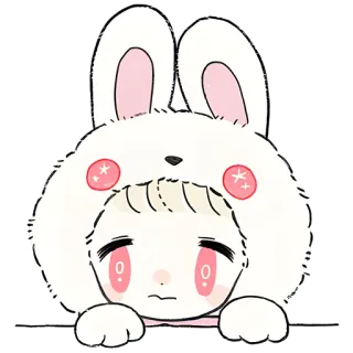 😢 thỏ, dễ thương, động vật, anime, hoạt hình, nhân vật telegram sticker