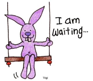 🙄 I am Waiting... coelho, esperando, balanço, desenho animado, coelhinho, animal whatsapp sticker