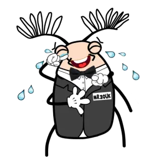 😂 MR. ZOUK dessin animé, insecte, rire, smoking, nœud papillon, Mr. Zouk telegram sticker