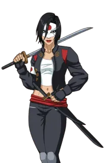 ☺️ Katana schwerter, waffe, katana, japanisch, superheld, frau whatsapp sticker