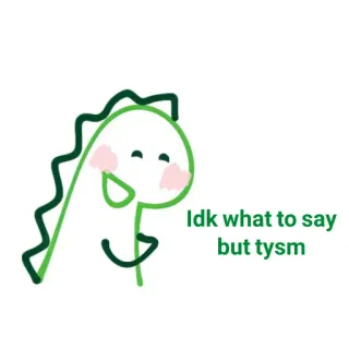 ✨ Idk what to say but tysm dinozaur, kreskówka, słodki, dziękuję, zielony telegram sticker