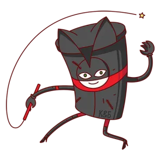 😸 K&B ninja, martial arts, cartoon, character, costume, chopsticks, mascot telegram sticker