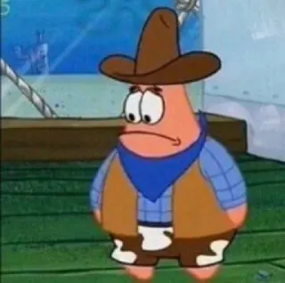🕸 Patrick Star Spongebob Squarepants Desenho animado, Patrick, Cowboy, Estrela do mar, Faroeste whatsapp sticker