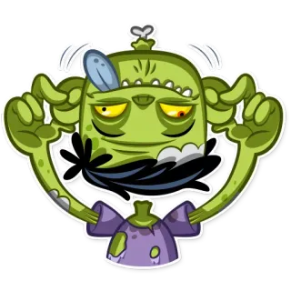 🙃 cartoon, zombie, character, green, monster whatsapp sticker