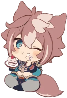 🎂 ちび, かわいい, アニメ, 食べる, ケーキ, カワイイ, 漫画, キャラクター telegram sticker