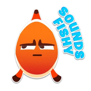 😯 SOUNDS FISHY рыба, подозрительный, сомнительный, саркастичный, оранжевый, мультфильм, смешной telegram sticker