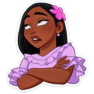 😒 Isabela Madrigal Encanto อิซาเบลา, Encanto, ดิสนีย์, ตัวละคร, ดอกไม้, ผิดหวัง, การ์ตูน telegram sticker