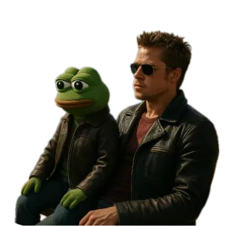 😎 Pepe, o Sapo, Meme da Internet, Personagem, Sentado, Homem, Jaqueta de couro telegram sticker
