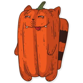 🎃 แมว, ฟักทอง, ฮาโลวีน, ฤดูใบไม้ร่วง, น่ารัก, ตลก, สัตว์, สติกเกอร์ telegram sticker