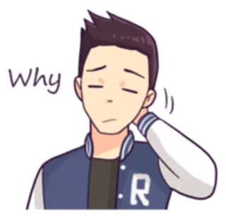 😟 Why triste, pensando, pergunta, desenho animado, chateado telegram sticker