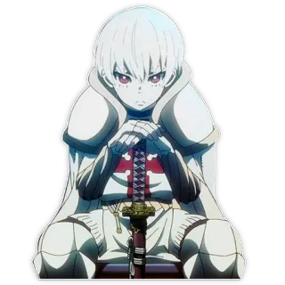 😐 anime, character, sword, white hair, cape whatsapp sticker