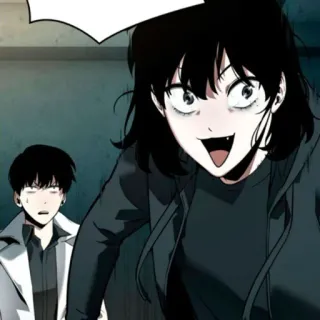 😀 anime, manga, crazy, smiling, black hair whatsapp sticker