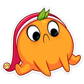 😫 orange, fruit, dessin animé, endormi, mignon, bonnet de nuit, autocollant telegram sticker