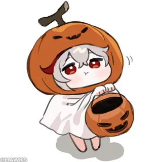 💠 Kazuha Genshin Impact anime, halloween, pumpkin, chibi, genshin impact, kazuha telegram sticker