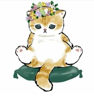 💗 kot, kociak, słodki, zwierzę, wianek, poduszka telegram sticker