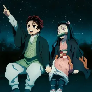 💫 Tanjiro Kamado Demon Slayer Anime, Thanh gươm diệt quỷ, Tanjiro, Nezuko, Bạn bè, Ngôi sao telegram sticker