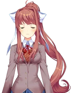 😔 Monika Doki Doki Literature Club! anime, video game, character, brown hair, anime girl, Doki Doki Literature Club telegram sticker