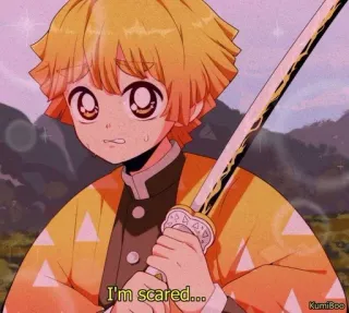 😒 Zenitsu Agatsuma Demon Slayer I'm scared... アニメ, 鬼滅の刃, 善逸, 怖い, 臆病, 剣, 漫画 telegram sticker